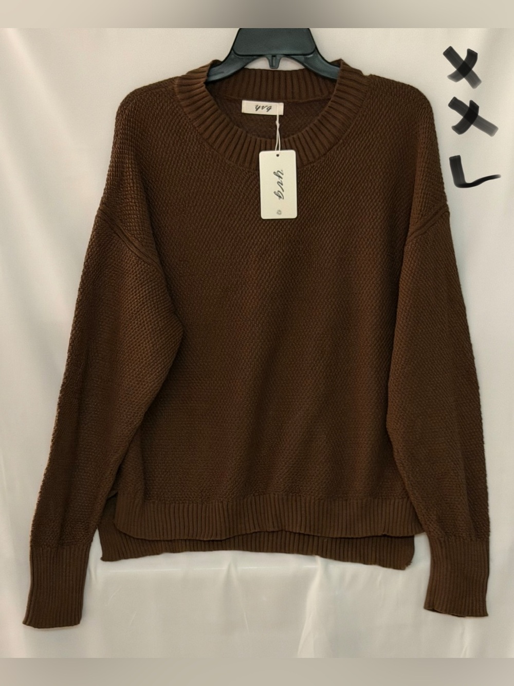 Women's Brown Crewneck Sweater by 47